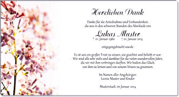 Danksagungen Trauer
