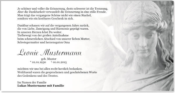 Danksagungen Trauer