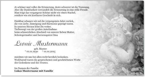 Danksagungen Trauer