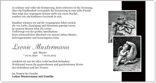 Danksagungen Trauer
