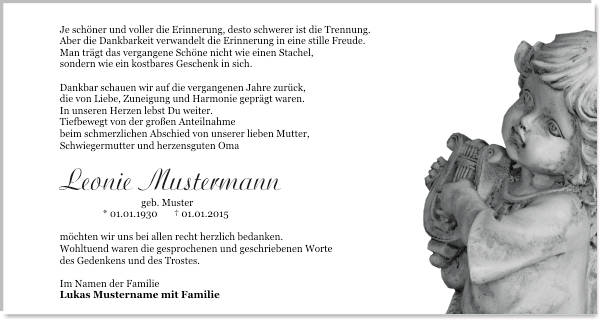 Danksagungen Trauer