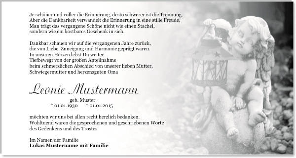 Danksagungen Trauer