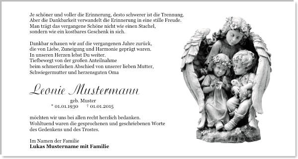Danksagungen Trauer