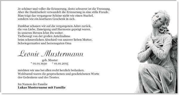 Danksagungen Trauer