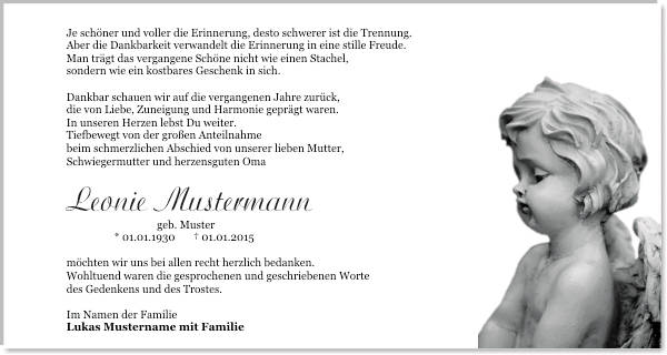 Danksagungen Trauer