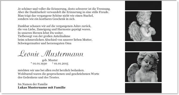 Danksagungen Trauer