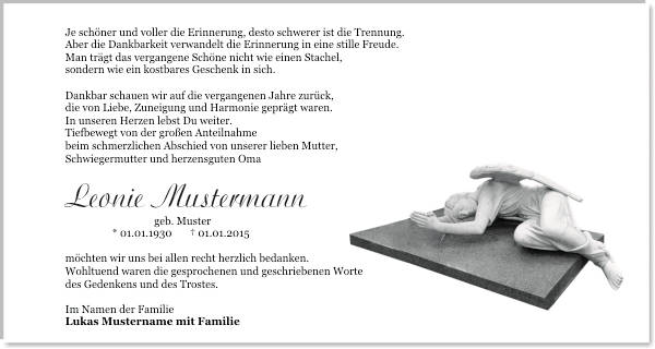 Danksagungen Trauer