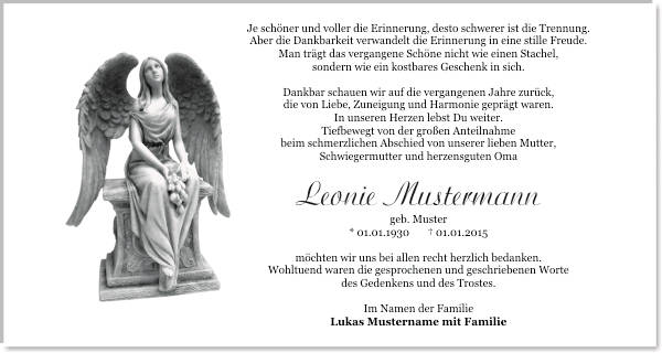Danksagungen Trauer