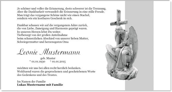 Danksagungen Trauer