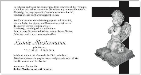 Danksagungen Trauer