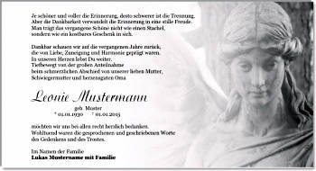 Danksagungen Trauer
