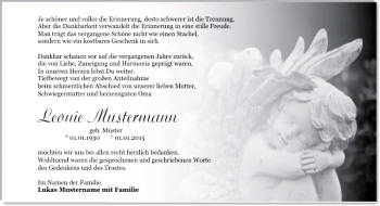 Danksagungen Trauer