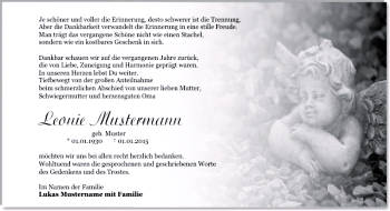 Danksagungen Trauer