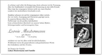 Danksagungen Trauer