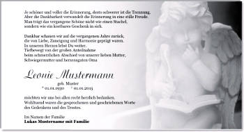 Danksagungen Trauer