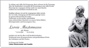 Danksagungen Trauer
