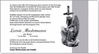 Danksagungen Trauer