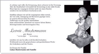Danksagungen Trauer