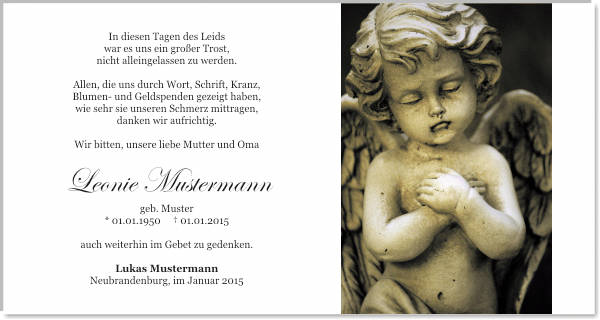 Danksagungen Trauer