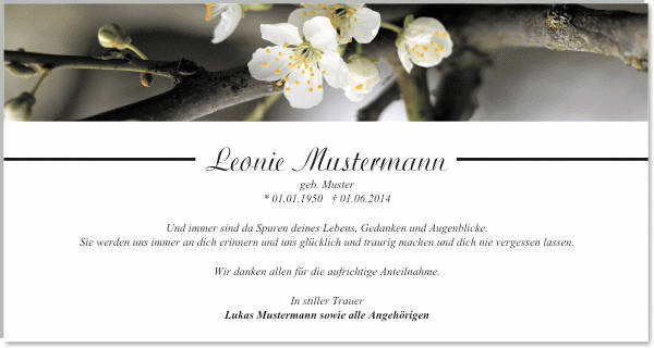 Danksagungen Trauer