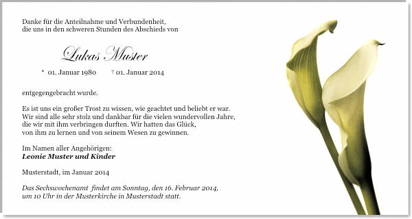Danksagungen Trauer