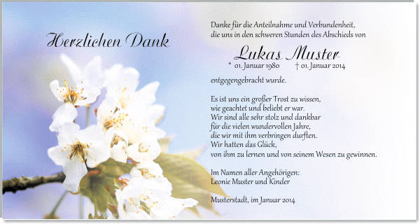 Danksagungen Trauer