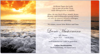 Danksagungen Trauer