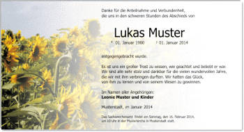 Danksagungen Trauer