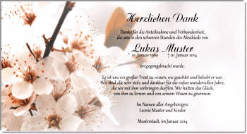 Danksagungen Trauer