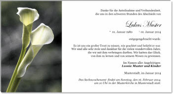 Danksagungen Trauer