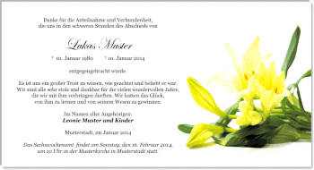 Danksagungen Trauer