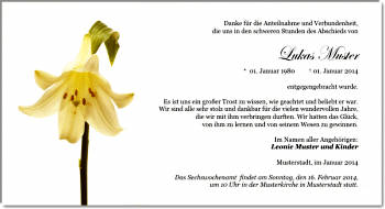 Danksagungen Trauer