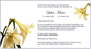 Danksagungen Trauer