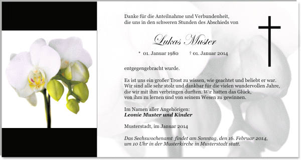 Danksagungen Trauer