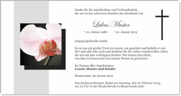 Danksagungen Trauer