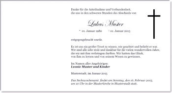 Danksagungen Trauer