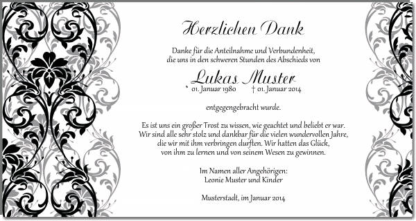 Danksagungen Trauer