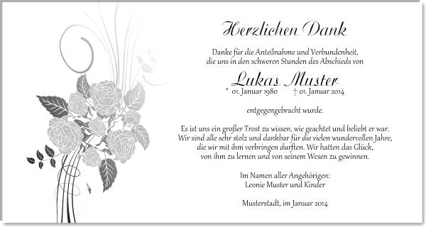 Danksagungen Trauer