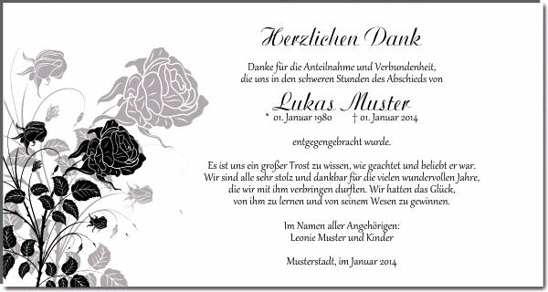 Danksagungen Trauer
