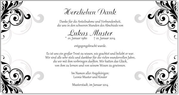 Danksagungen Trauer