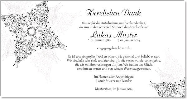 Danksagungen Trauer