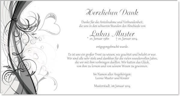 Danksagungen Trauer