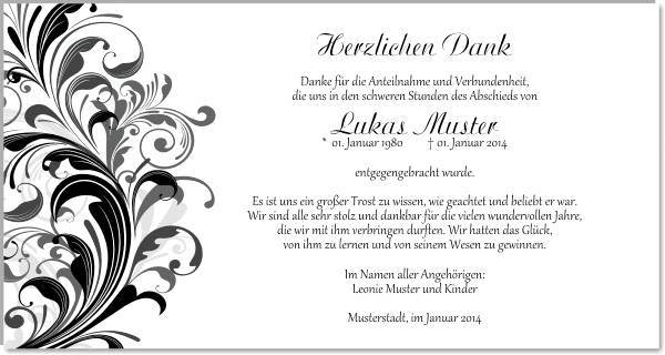 Danksagungen Trauer
