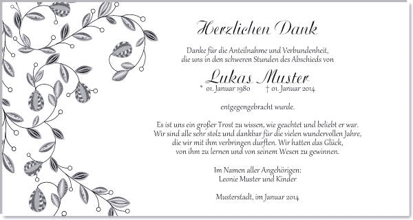 Danksagungen Trauer