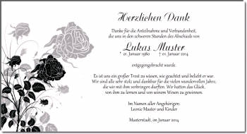 Danksagungen Trauer