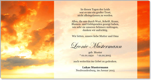 Danksagungen Trauer