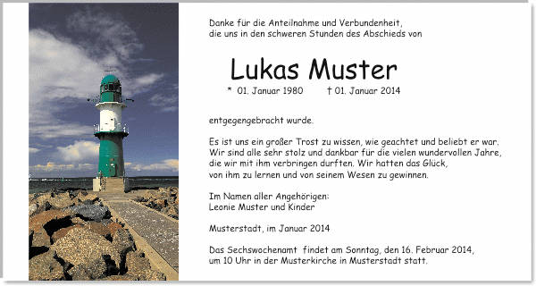 Danksagungen Trauer