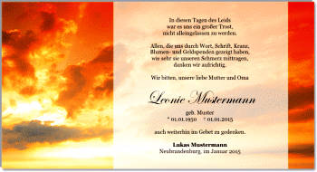 Danksagungen Trauer