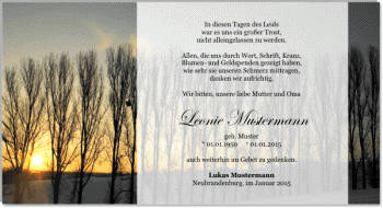 Danksagungen Trauer