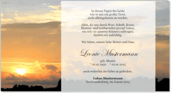Danksagungen Trauer